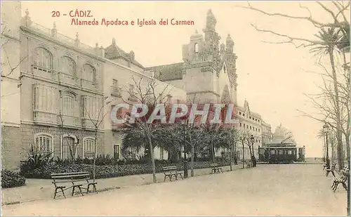 Cartes postales Cadiz Alameda Apodaca e Iglesia del Carmen