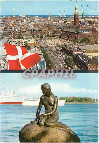 Cartes postales moderne Kobenhavn Der Rathausplatz un die Vesterbrogade Die kleine Meerjungfer auf der Langelinie