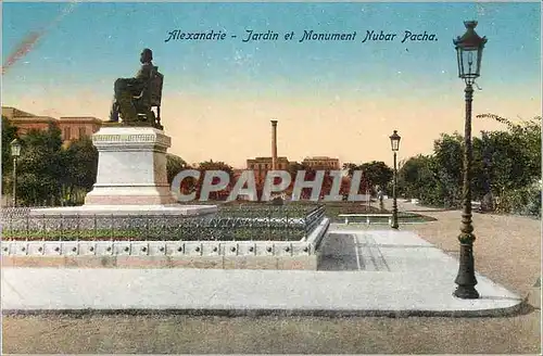 Cartes postales Alexandrie Jardin et Monument Nubar Pacha