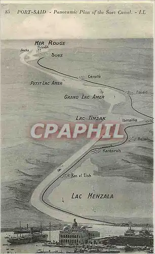 Cartes postales Port Said Plan panoramique du Canal de Suez