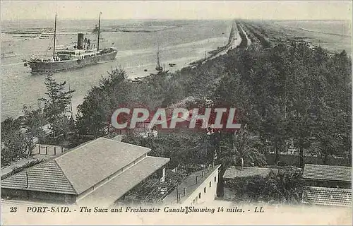 Cartes postales Port Said Le Canal de Suez et le Canal d eau douce Bateau