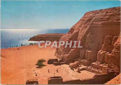 Moderne Karte Abou Simbel Rock Temple of Ramses ii Partial view of the Gigantic statues