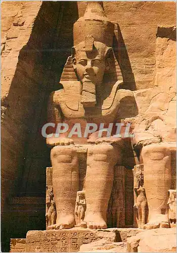 Moderne Karte Abou Simbel Rock Temple of Ramses ii Partial view of the Gigantic Statues