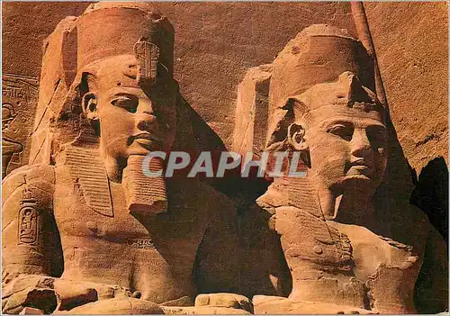 Moderne Karte Abou Simbel Rock Temple of Ramses ii Partial view of the Gigantic statues