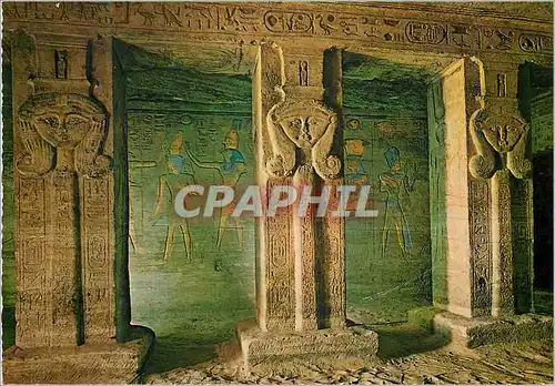 Moderne Karte Abu Simbel Les pillers de Hathor dans le Petit temple