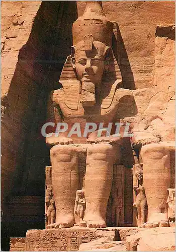 Moderne Karte Abou Simbel Rock Temple of Ramses ii Partial view of the Gigantic statues