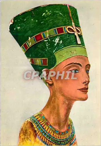 Moderne Karte Painted limestone bust of Quenn Nefertertiti wife of Echnaton