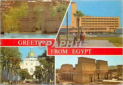 Cartes postales moderne Greetings from Egypt Asswan Entrance to Philae Temple Port Said Governemental building
