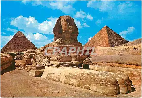 Cartes postales moderne Le Grand Sphinx de Gizeh et Cheops Pyramide