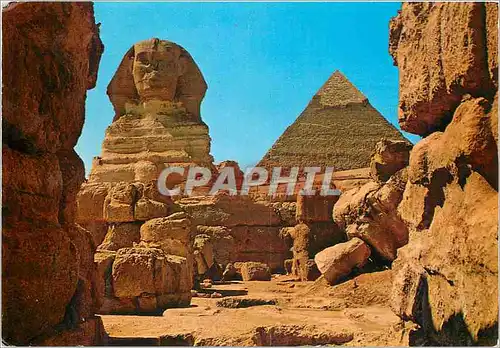 Cartes postales moderne Giza The Great Sphinx and Khefreh Pyramid