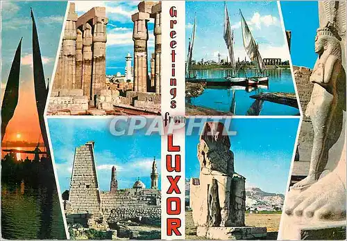Cartes postales moderne Sunset on the Nile Papyrus Columns in Luxor Temple Luxor Temple and River Nile Karnak Amon Ra Te