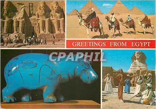 Cartes postales moderne Greetings from Egypt The four colossal statues of Ramses at the entrance of Abu Simbel Rock Temp