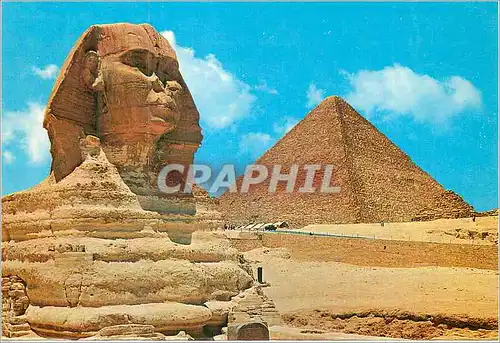 Cartes postales moderne Giza Le Grand Sphinx et Pyramide de Cheops
