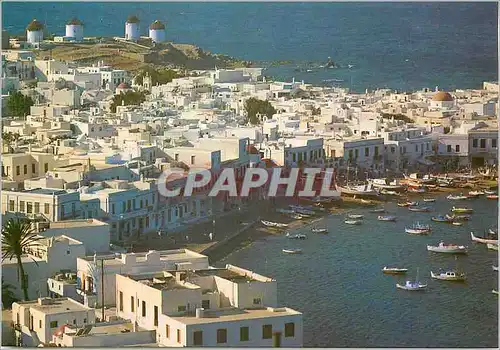 Moderne Karte Mykonos Vue generale avec le port