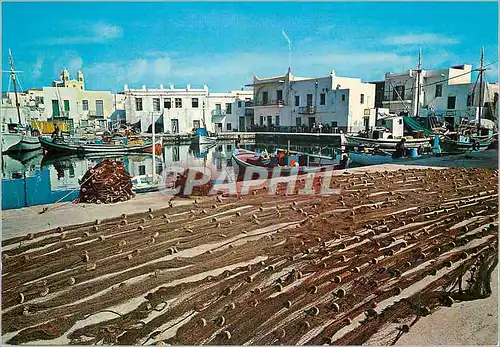 Moderne Karte Paros Naoussa Matinee au port