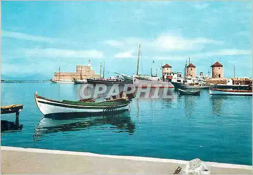 Cartes postales moderne Rhodes Moulins a vent sur la digue