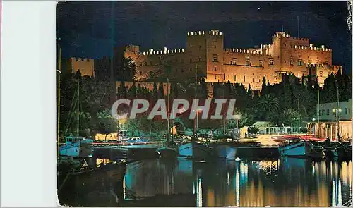 Cartes postales moderne Rhodes Le Palais de chevaliers de nuit