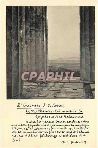 Cartes postales moderne L Acropole d Athenes Le Partheuon Colovres de la facade oues et Salamine