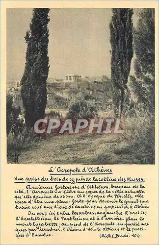 Moderne Karte L Acropole d Athenes Vue frise du bois de cypiescle la collive des Muses