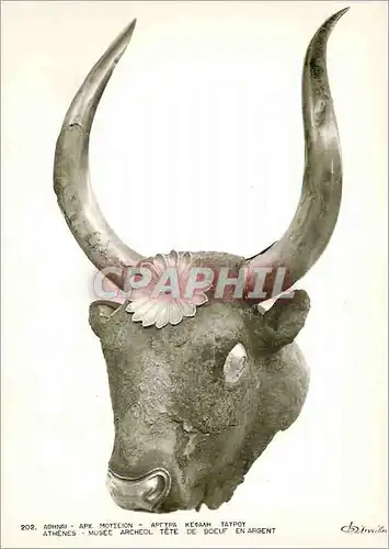 Moderne Karte Athenes Musee Archeol Tete de Boeuf En Argent