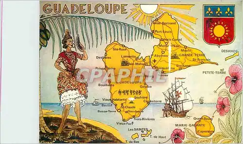 Cartes postales moderne Guadeloupe Cartes des routes principales