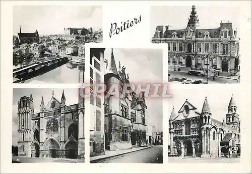 Cartes postales moderne Poitiers Vienne Hotel Fume Vue generale L Hotel de Ville Facade de la Cathedrale Notre Dame la G
