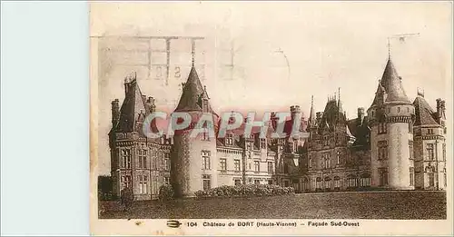 Cartes postales Chateau de Bort Haute Vienne Facade Sud Ouest