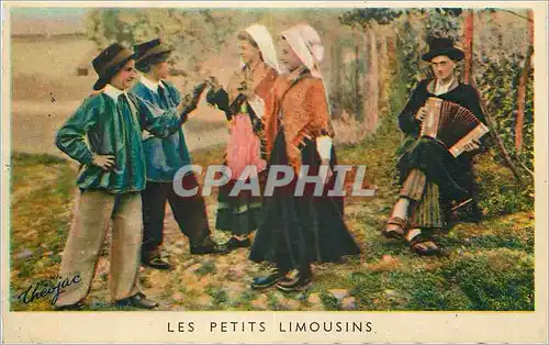 Cartes postales Les Petits Limousins Drollas sous lous chateus Venes la no bourreio Et prenel dan boun tem Accor