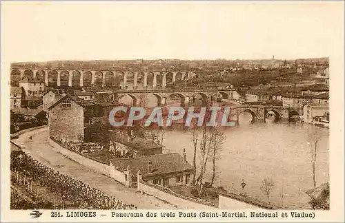 Ansichtskarte AK Limoges Panorama des trois Ponts Saint Martial National et Viaduc