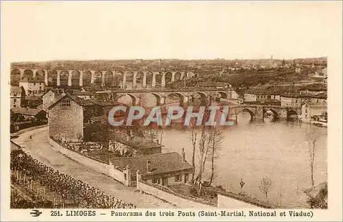 Cartes postales Limoges Panorama des trois Ponts Saint Martial National et Viaduc