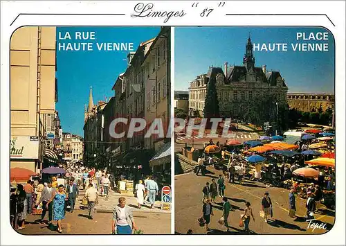 Moderne Karte Limoges Haute Vienne La rue Haute Vienne rue pietonne entre les deux marches Le marche place Hau