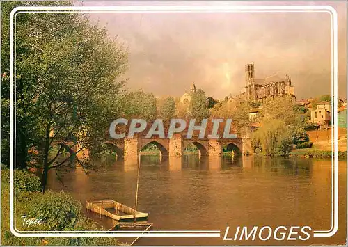 Moderne Karte Limoges Haute Vienne La Vienne le pont et la cathedrale St Etienne
