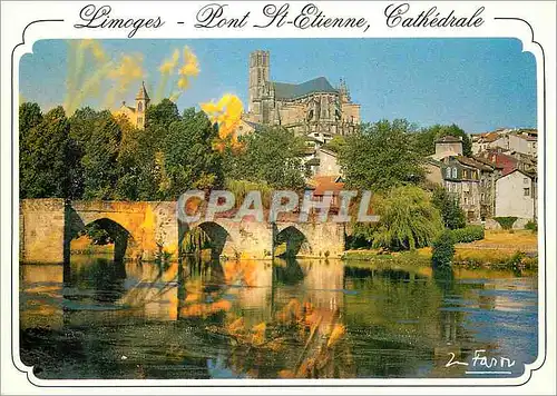 Cartes postales moderne Limoges Hte Vienne Pont St Etienne sur la Vienne xii siecle Cathedrale St Etienne xiii siecle
