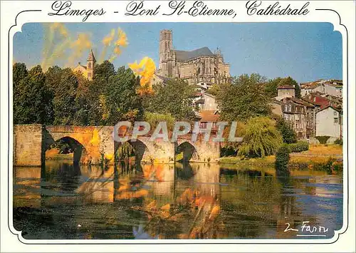 Cartes postales moderne Limoges Hte Vienne Pont St Etienne sur la Vienne xiii siecle Cathedrale S Etienne xiii siecle