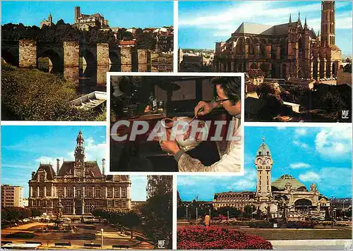 Moderne Karte Limoges Haute Vienne Le Pont St Etienne La Cathederale Artiste peignant sur porcelaine L Hotel d