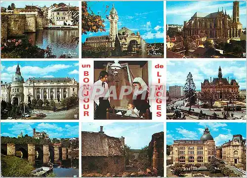 Cartes postales moderne Limoges Hte Vienne En partant du haut de gauche a droite Pont St Martial Gare des Benedictins Ca