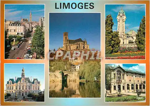 Cartes postales moderne Limoges Haute Vienne Pont et cathedrale St Etienne Place Fournier Gare Hotel de Ville Musee Adri