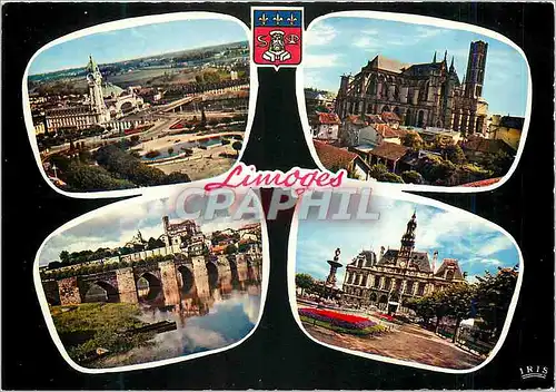 Cartes postales moderne Limoges Haute Vienne La gare des Benedictins La cathedrale Saint Etienne Le pont St Etienne L ho