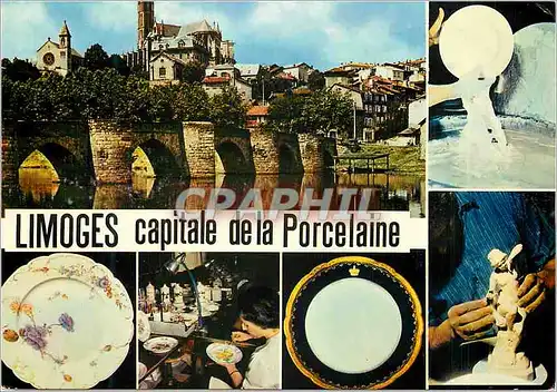 Cartes postales moderne Limoges Haute Vienne La cathedrale et le pont Saint Etienne Fabrication et decor de la porcelain