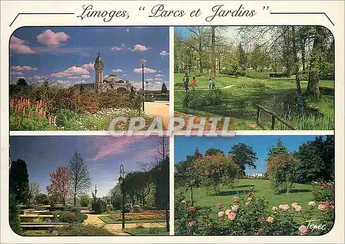 Moderne Karte Limoges Haute Vienne Limoges Parcs et Jardins