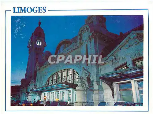 Moderne Karte Images de France Limousin Limoges Ambiance nocturne sur la gare des Benedictins