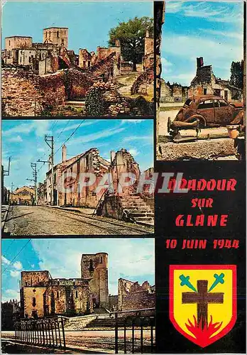 Moderne Karte Oradour sur Glane Haute Vienne Cite Martyre 10 Juin 1944 Vue generale La rue principale L eglise