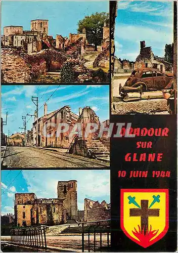 Moderne Karte Oradour sur Glane Haute Vienne Cite Martyre 10 Juin 1944 Vue generale La rue principale L eglise