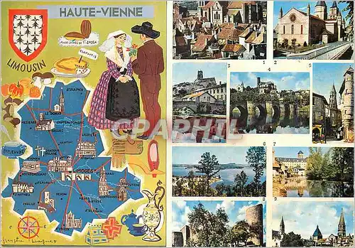 Cartes postales moderne A Travers la Haute Vienne Saint Yrieix la Perche Saint Junien Bellac Limoges Saint Leonard Lac d
