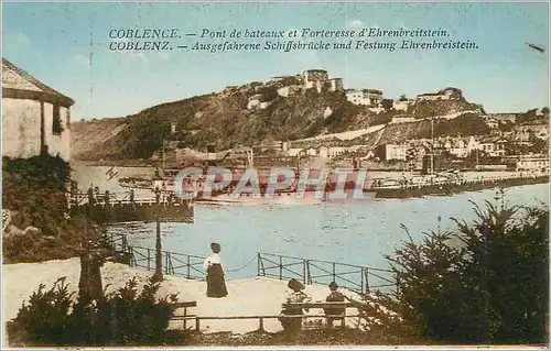 Ansichtskarte AK Coblence Pont de bateaux et Forteresse d Ehrenbreitstein Bateau