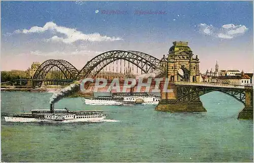 Ansichtskarte AK Dusseldorf Rheinbrucke Bateaux