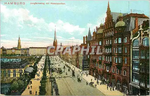 Cartes postales Hamburg Jungfernstieg mit Alsterpavillon Zur schriftlichen Mitteilung