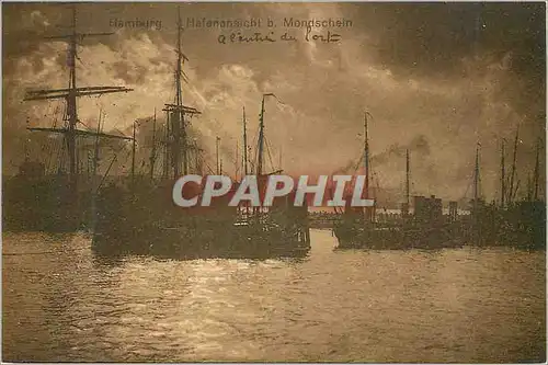 Cartes postales Hamburg Nafenansicht b Mondschein Bateaux
