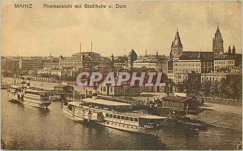 Cartes postales Mainz Rheinansicht mit Stadthalle u Dom Bateaux