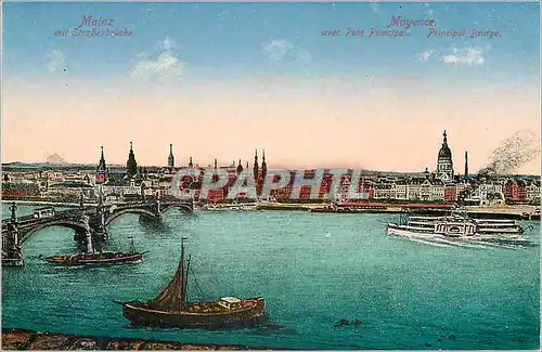 Cartes postales Mainz mit Strassenbrucke Bateaux